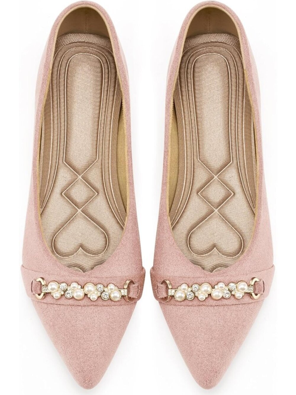 Women's Pink Faux Suede Comfortable Slip On Fashion Ballet Flats Shoes for Work